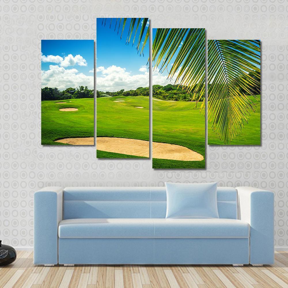 Golf Court In Punta Cana Canvas Wall Art-4 Pop-Gallery Wrap-50&quot; x 32&quot;-Tiaracle