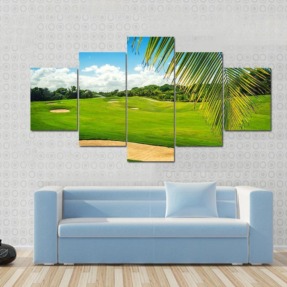 Golf Court In Punta Cana Canvas Wall Art-5 Star-Gallery Wrap-62&quot; x 32&quot;-Tiaracle