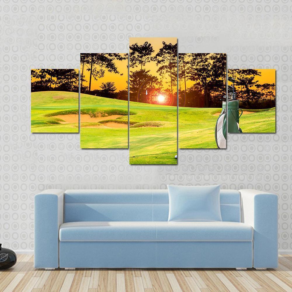 Golf Equipment Canvas Wall Art-5 Star-Gallery Wrap-62&quot; x 32&quot;-Tiaracle
