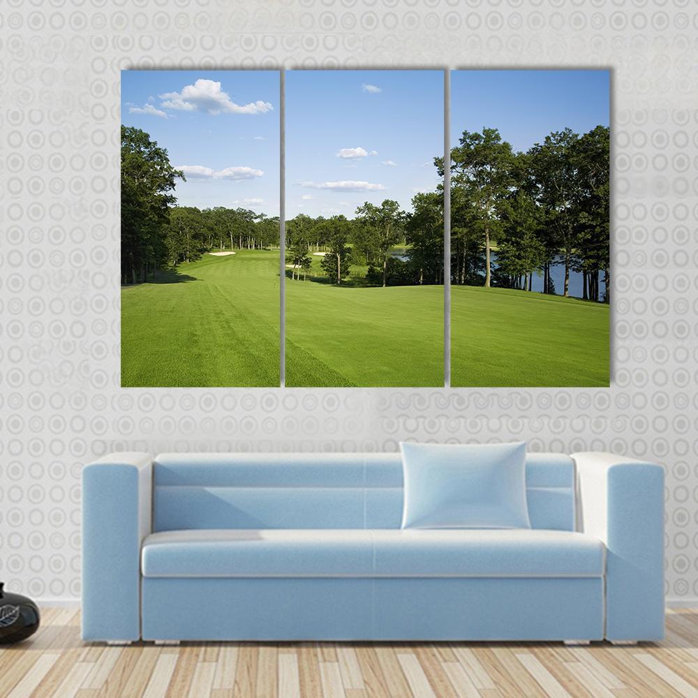 Golf Fairway Canvas Wall Art-3 Horizontal-Gallery Wrap-37&quot; x 24&quot;-Tiaracle