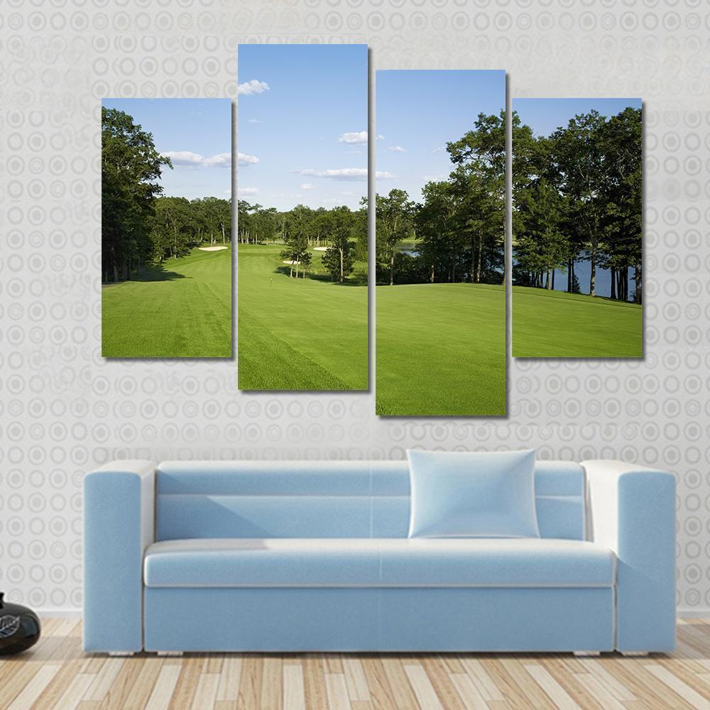 Golf Fairway Canvas Wall Art-4 Pop-Gallery Wrap-50&quot; x 32&quot;-Tiaracle
