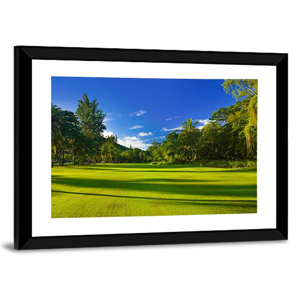 Golf Field At Island Praslin Canvas Wall Art-3 Horizontal-Gallery Wrap-25" x 16"-Tiaracle