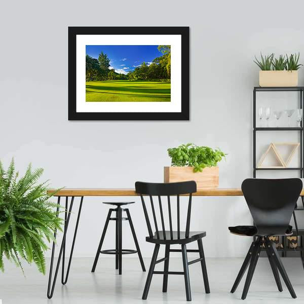 Golf Field At Island Praslin Canvas Wall Art-3 Horizontal-Gallery Wrap-25" x 16"-Tiaracle