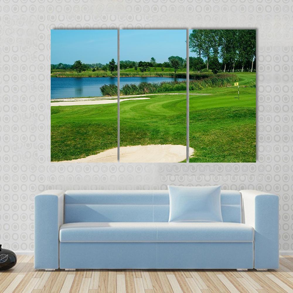 Golf Field Canvas Wall Art-3 Horizontal-Gallery Wrap-37&quot; x 24&quot;-Tiaracle