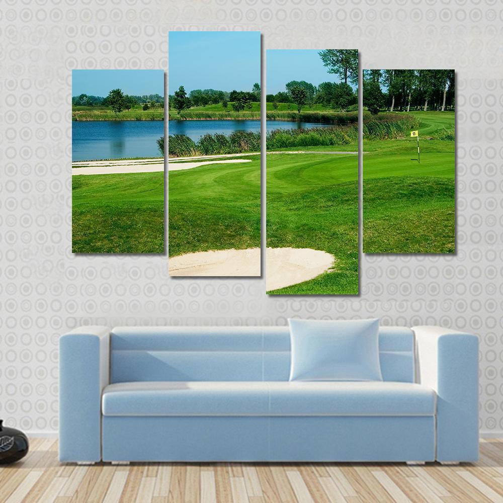 Golf Field Canvas Wall Art-4 Pop-Gallery Wrap-50&quot; x 32&quot;-Tiaracle