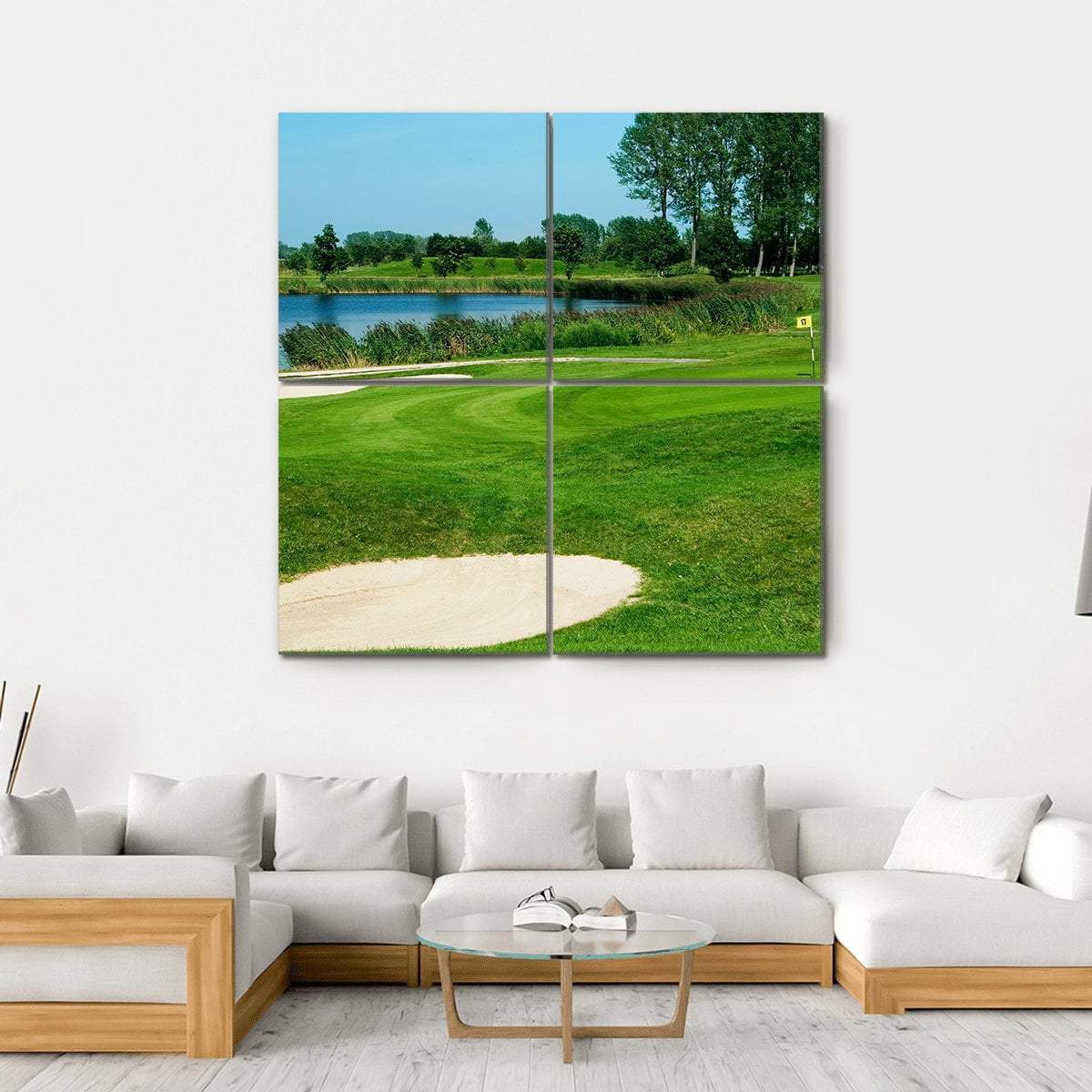Golf Field Canvas Wall Art-4 Square-Gallery Wrap-17&quot; x 17&quot;-Tiaracle