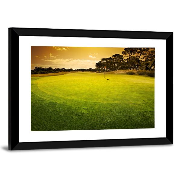 Golf Green Sunset Canvas Wall Art-3 Horizontal-Gallery Wrap-25&quot; x 16&quot;-Tiaracle