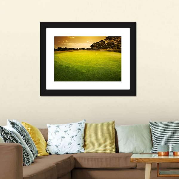 Golf Green Sunset Canvas Wall Art-3 Horizontal-Gallery Wrap-25&quot; x 16&quot;-Tiaracle