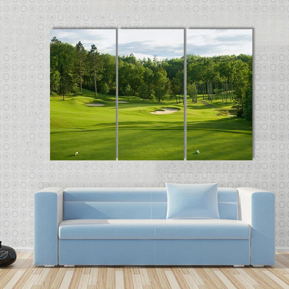 Golf Green With Bunkers Canvas Wall Art-3 Horizontal-Gallery Wrap-37&quot; x 24&quot;-Tiaracle