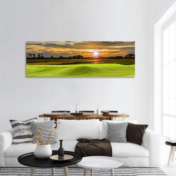 Golf Ground Panoramic Canvas Wall Art-3 Piece-25" x 08"-Tiaracle