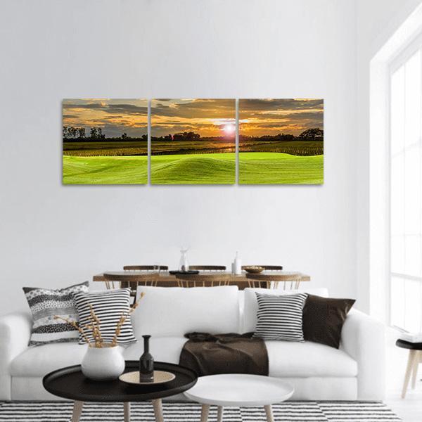 Golf Ground Panoramic Canvas Wall Art-3 Piece-25&quot; x 08&quot;-Tiaracle