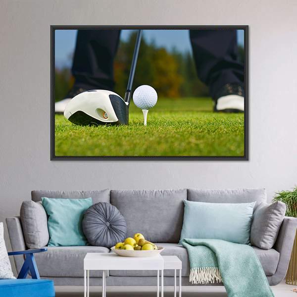 Golf Player Ready To Hit Canvas Wall Art-3 Horizontal-Gallery Wrap-25&quot; x 16&quot;-Tiaracle
