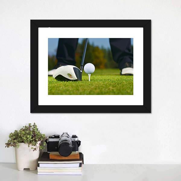 Golf Player Ready To Hit Canvas Wall Art-1 Piece-Framed Print-20&quot; x 16&quot;-Tiaracle