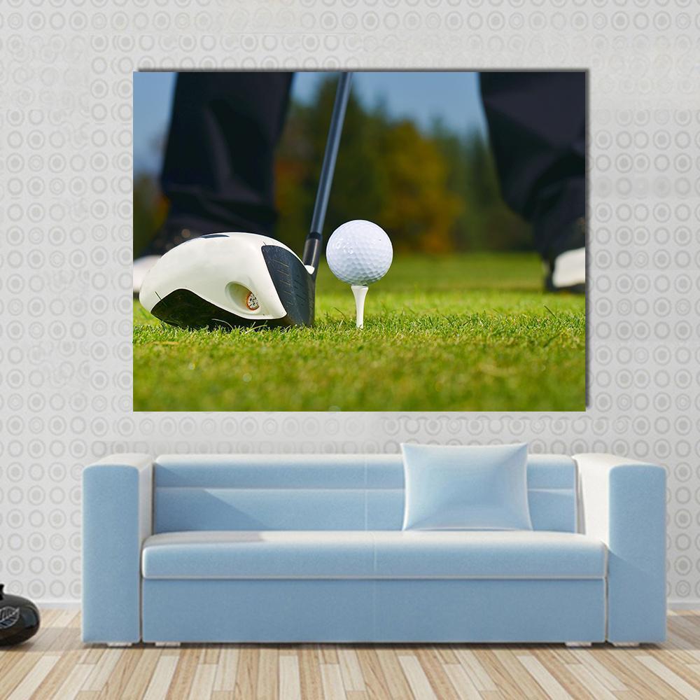 Golf Player Ready To Hit Canvas Wall Art-1 Piece-Gallery Wrap-48&quot; x 32&quot;-Tiaracle