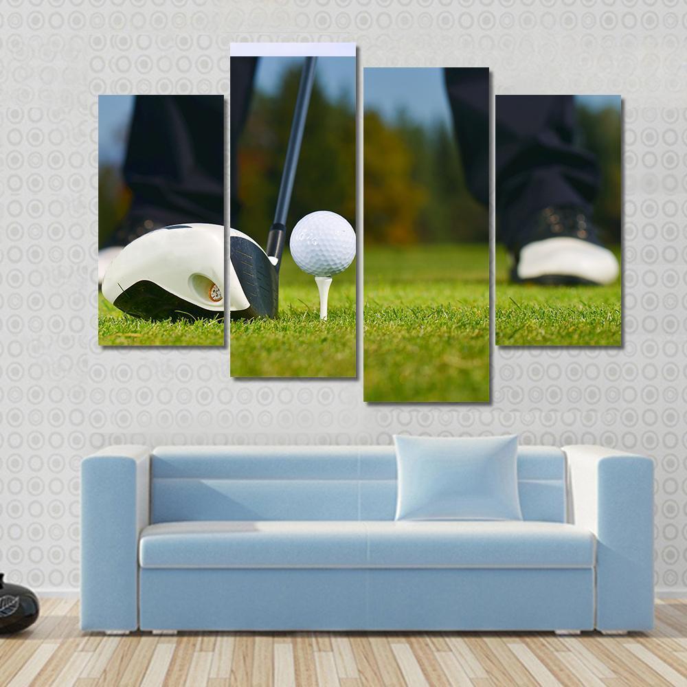 Golf Player Ready To Hit Canvas Wall Art-4 Pop-Gallery Wrap-50&quot; x 32&quot;-Tiaracle