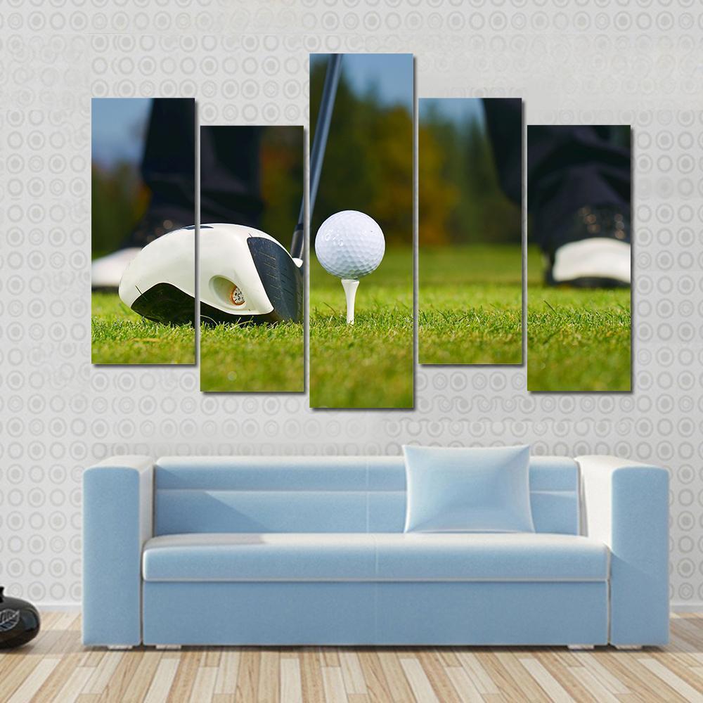 Golf Player Ready To Hit Canvas Wall Art-5 Pop-Gallery Wrap-47&quot; x 32&quot;-Tiaracle