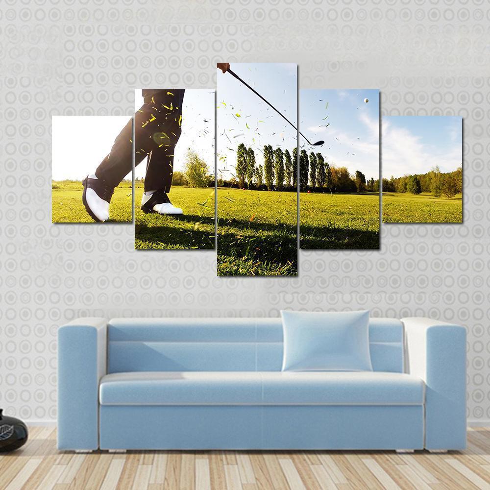 Golf Shot Canvas Wall Art-5 Star-Gallery Wrap-62&quot; x 32&quot;-Tiaracle