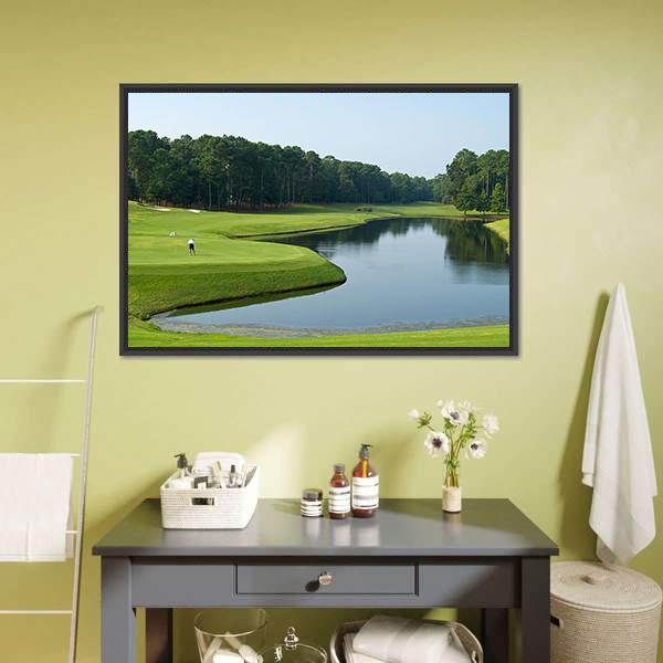 Golfer On Myrtle Beach Canvas Wall Art-1 Piece-Floating Frame-24&quot; x 16&quot;-Tiaracle