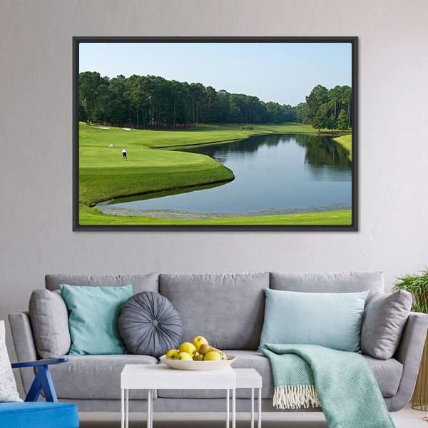 Golfer On Myrtle Beach Canvas Wall Art-5 Horizontal-Gallery Wrap-22" x 12"-Tiaracle