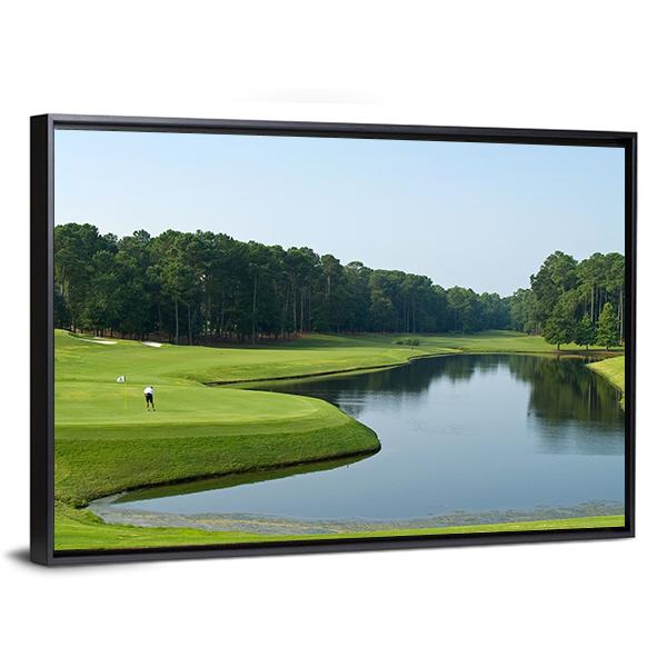 Golfer On Myrtle Beach Canvas Wall Art-5 Horizontal-Gallery Wrap-22" x 12"-Tiaracle