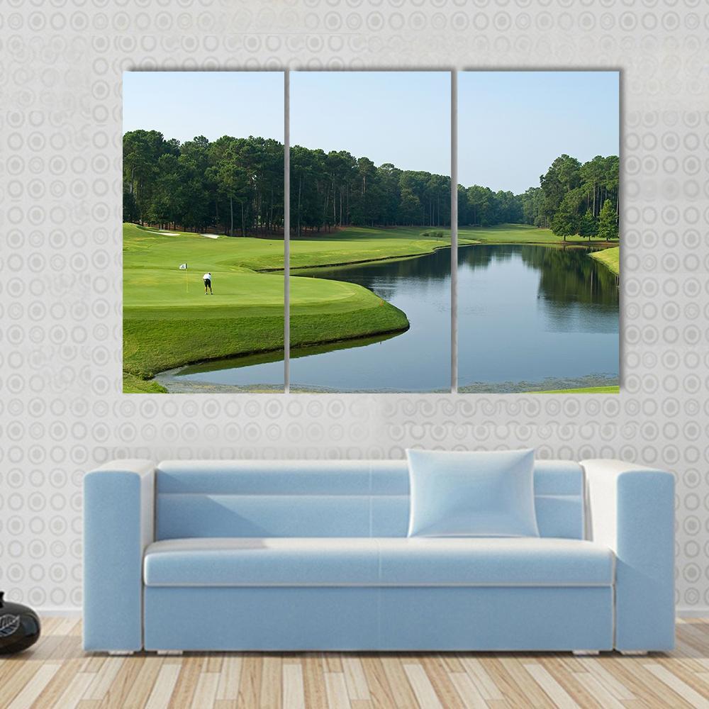 Golfer On Myrtle Beach Canvas Wall Art-3 Horizontal-Gallery Wrap-37&quot; x 24&quot;-Tiaracle