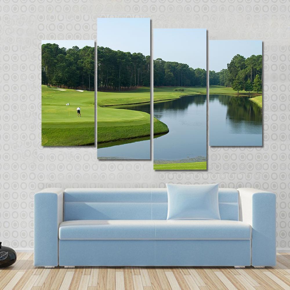 Golfer On Myrtle Beach Canvas Wall Art-4 Pop-Gallery Wrap-50&quot; x 32&quot;-Tiaracle