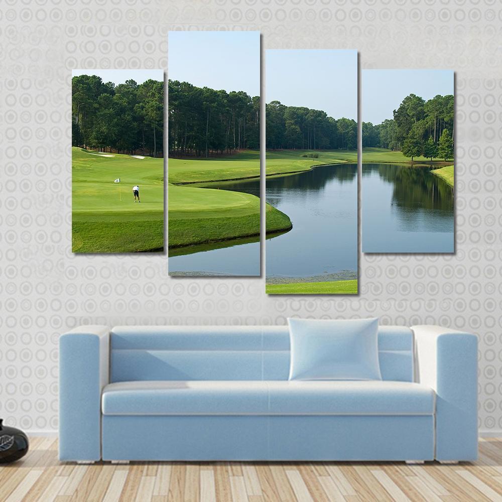 Golfer On Myrtle Beach Canvas Wall Art-4 Pop-Gallery Wrap-50" x 32"-Tiaracle