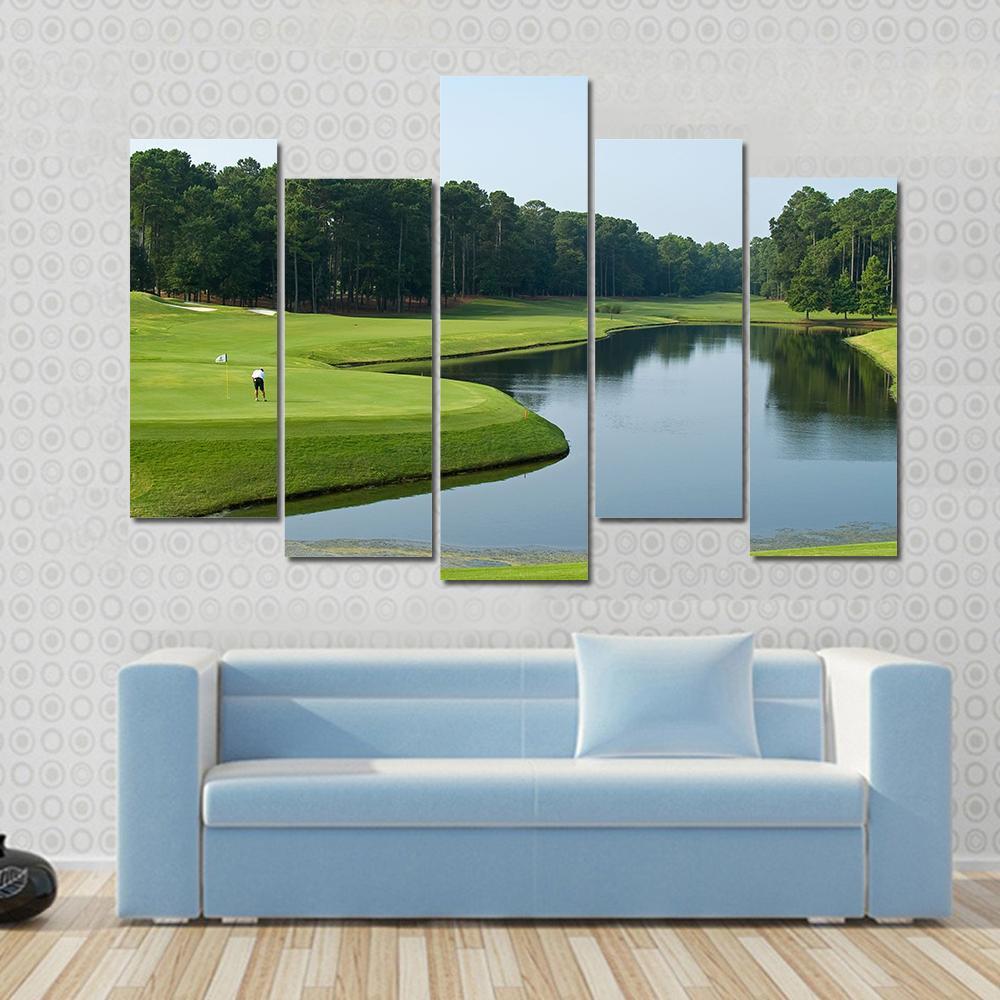 Golfer On Myrtle Beach Canvas Wall Art-5 Pop-Gallery Wrap-47&quot; x 32&quot;-Tiaracle