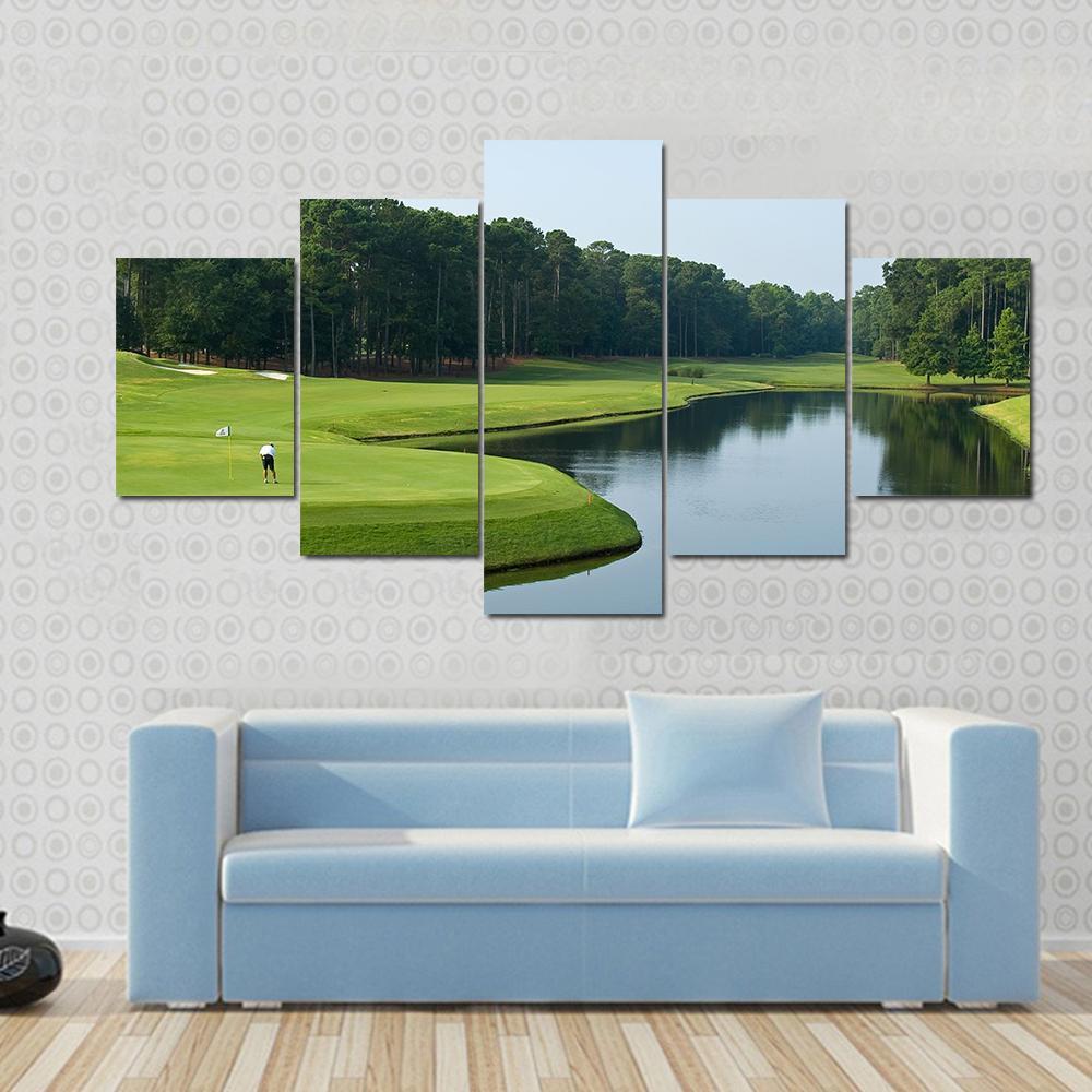Golfer On Myrtle Beach Canvas Wall Art-5 Star-Gallery Wrap-62&quot; x 32&quot;-Tiaracle