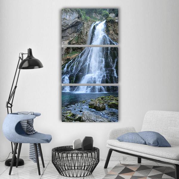 Waterfall In Golling Vertical Canvas Wall Art-3 Vertical-Gallery Wrap-12" x 25"-Tiaracle