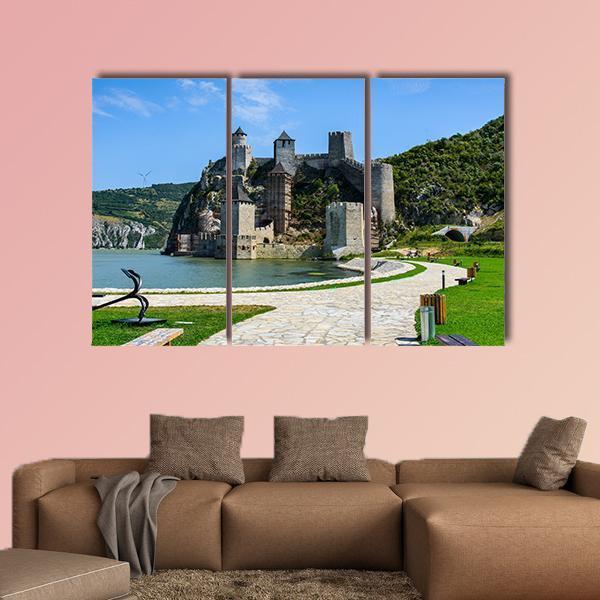 Golubac Fortress Serbia Canvas Wall Art-3 Horizontal-Gallery Wrap-37" x 24"-Tiaracle