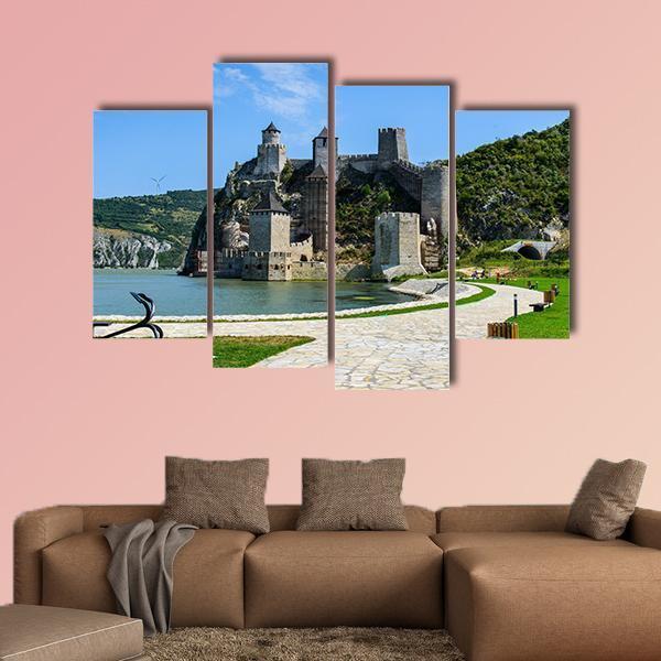 Golubac Fortress Serbia Canvas Wall Art-4 Pop-Gallery Wrap-50" x 32"-Tiaracle