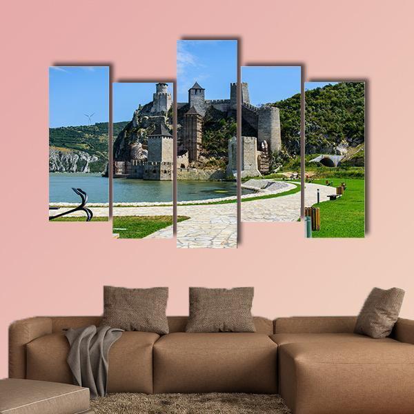 Golubac Fortress Serbia Canvas Wall Art-5 Pop-Gallery Wrap-47" x 32"-Tiaracle