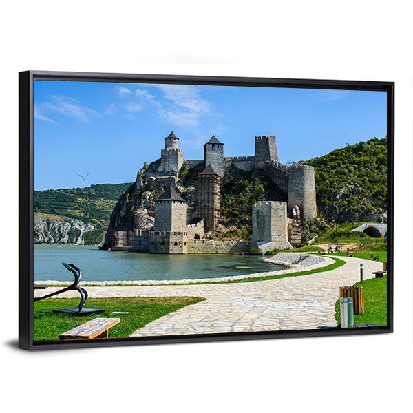 Golubac Fortress Serbia Canvas Wall Art-3 Horizontal-Gallery Wrap-25" x 16"-Tiaracle