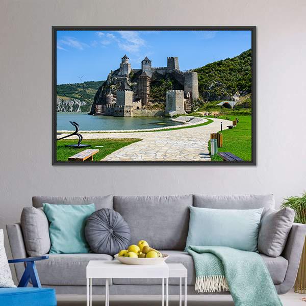 Golubac Fortress Serbia Canvas Wall Art-3 Horizontal-Gallery Wrap-25" x 16"-Tiaracle