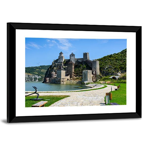 Golubac Fortress Serbia Canvas Wall Art-3 Horizontal-Gallery Wrap-25" x 16"-Tiaracle