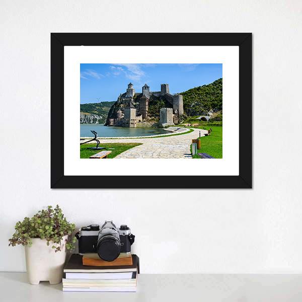 Golubac Fortress Serbia Canvas Wall Art-1 Piece-Framed Print-20" x 16"-Tiaracle