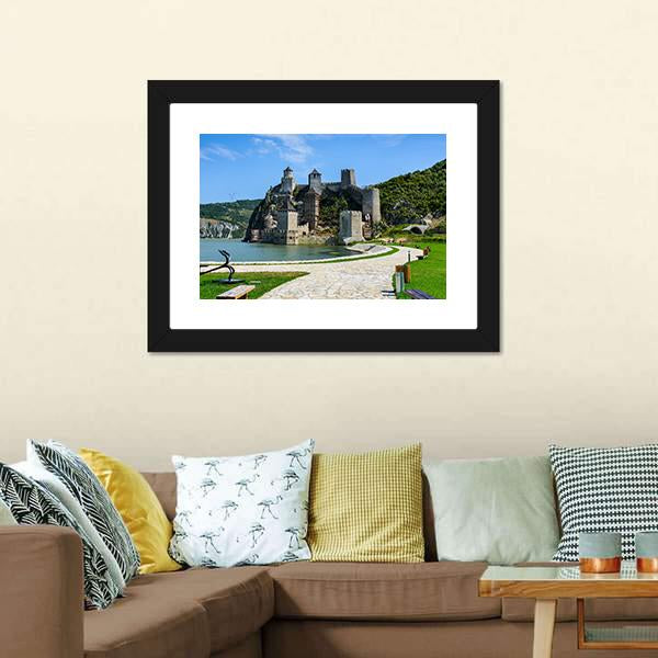 Golubac Fortress Serbia Canvas Wall Art-3 Horizontal-Gallery Wrap-25" x 16"-Tiaracle