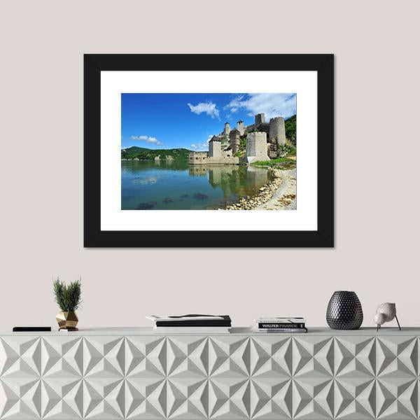 Golubac Village Serbia Canvas Wall Art-1 Piece-Floating Frame-24" x 16"-Tiaracle