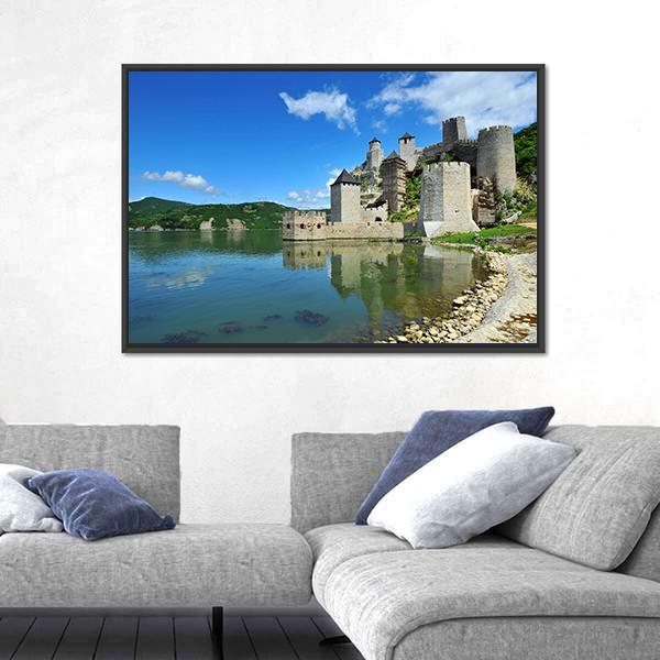 Golubac Village Serbia Canvas Wall Art-3 Horizontal-Gallery Wrap-25" x 16"-Tiaracle