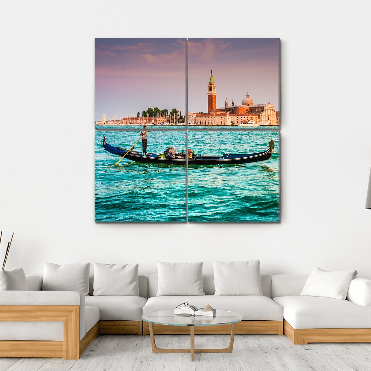 Gondola On Canal Grande Canvas Wall Art-4 Square-Gallery Wrap-17" x 17"-Tiaracle
