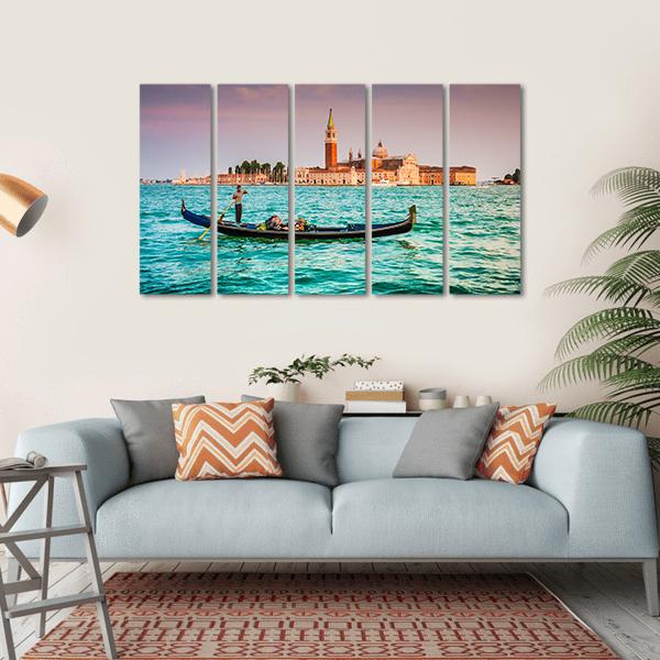 Gondola On Canal Grande Canvas Wall Art-5 Horizontal-Gallery Wrap-22" x 12"-Tiaracle