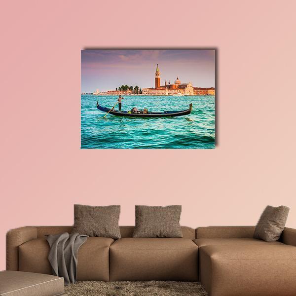 Gondola On Canal Grande Canvas Wall Art-1 Piece-Gallery Wrap-48" x 32"-Tiaracle