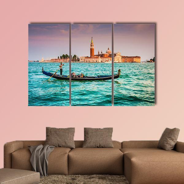 Gondola On Canal Grande Canvas Wall Art-3 Horizontal-Gallery Wrap-37" x 24"-Tiaracle