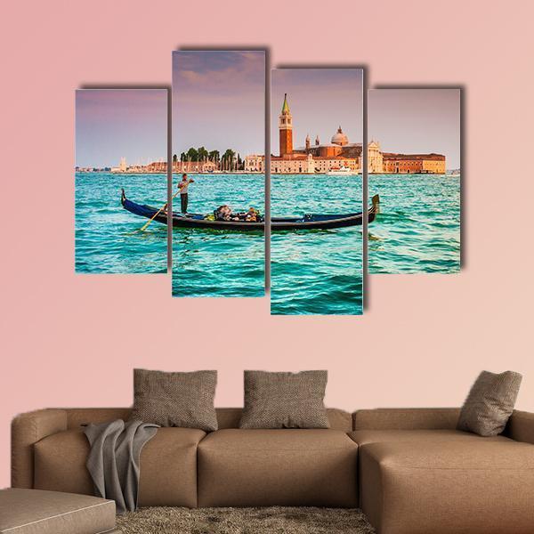 Gondola On Canal Grande Canvas Wall Art-4 Pop-Gallery Wrap-50" x 32"-Tiaracle