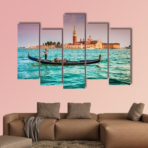 Gondola On Canal Grande Canvas Wall Art-5 Pop-Gallery Wrap-47" x 32"-Tiaracle