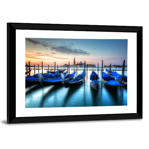 Gondolas In Grand Canal Canvas Wall Art-5 Horizontal-Gallery Wrap-22" x 12"-Tiaracle