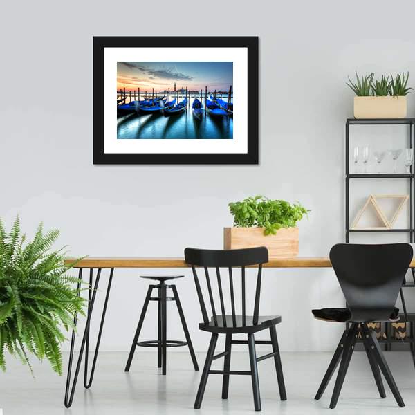 Gondolas In Grand Canal Canvas Wall Art-5 Horizontal-Gallery Wrap-22" x 12"-Tiaracle