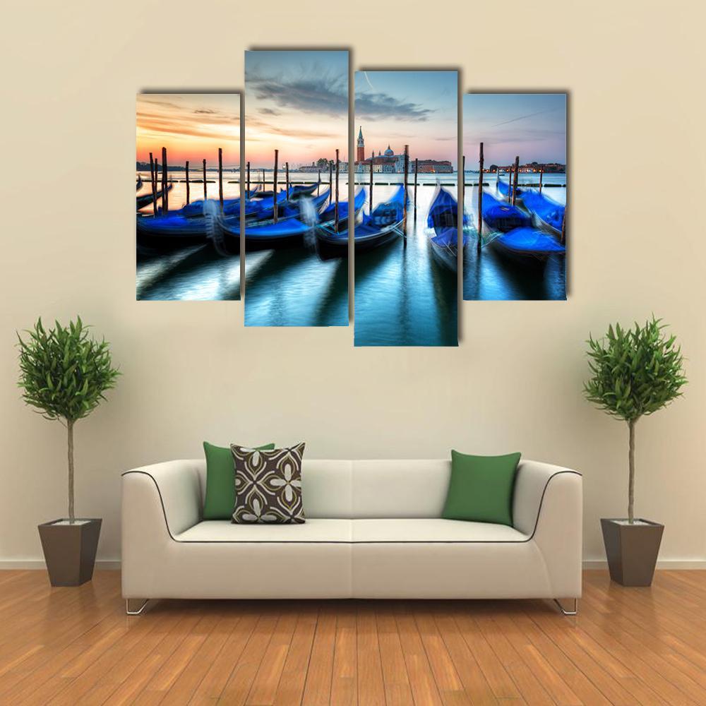 Gondolas In Grand Canal Canvas Wall Art-4 Pop-Gallery Wrap-50" x 32"-Tiaracle