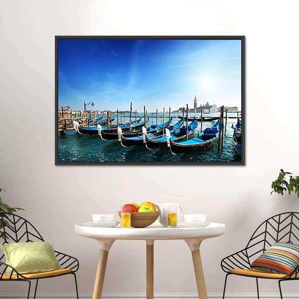 Gondolas On Grand Canal Canvas Wall Art-5 Horizontal-Gallery Wrap-22" x 12"-Tiaracle